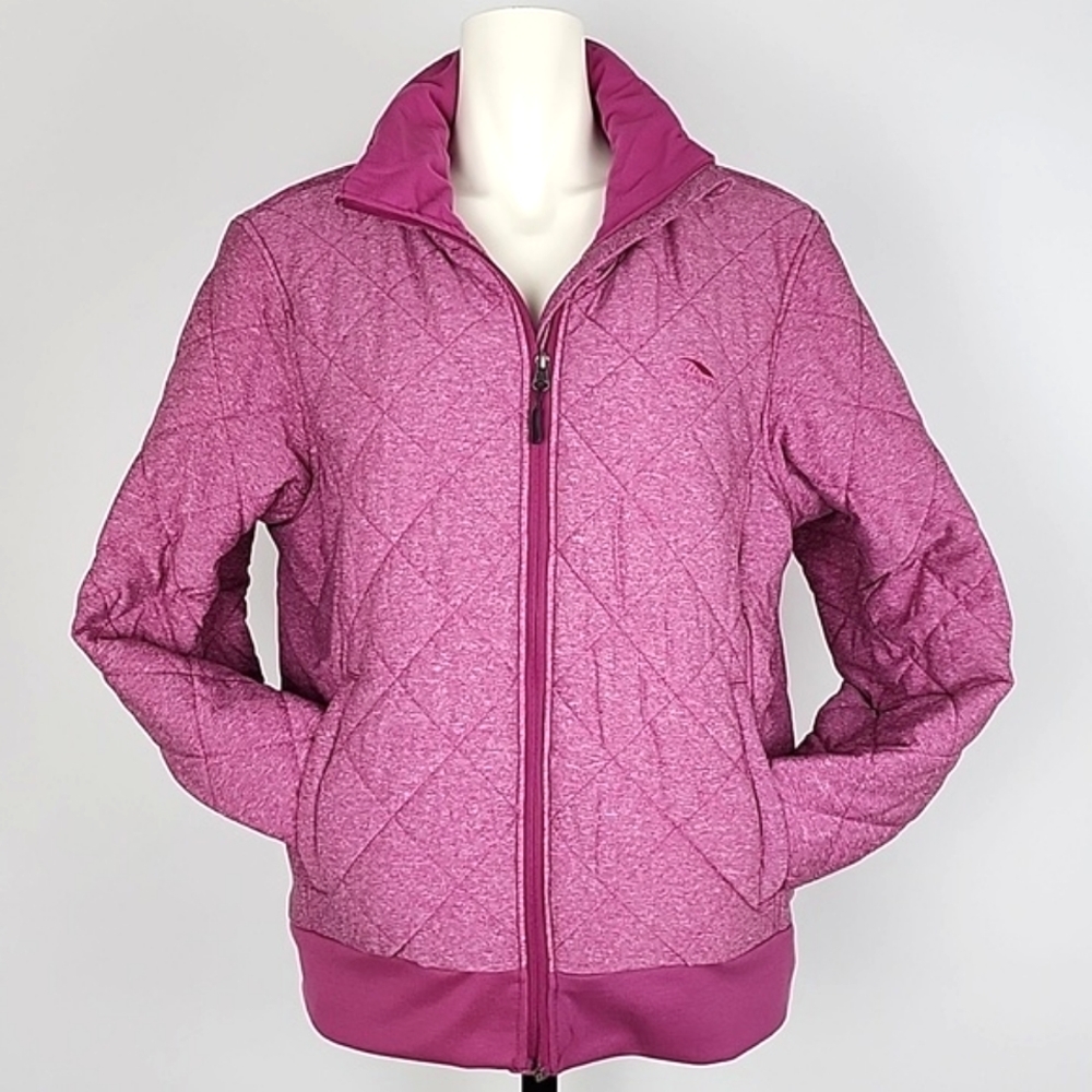 High Sierra Women's Insulated Heathered Pink Zip Up Quilted Bomber Jacket XL